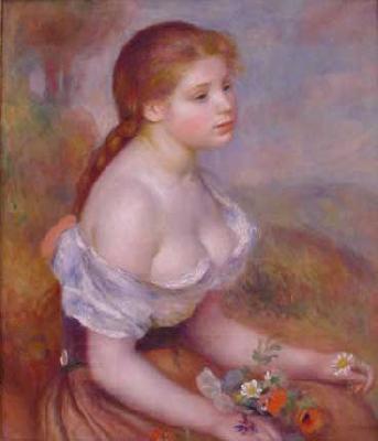 Pierre Renoir Young Girl With Daisies